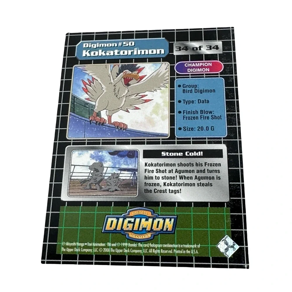 1999 Upper Deck Digimon Series 2 Kokatorimon 34 of 34 Prism Holofoil Card